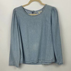 *SOLD* Madewell Chambray Summer Long Sleeve Shirt, Size L